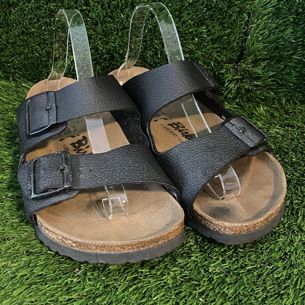 Birki's by birkenstock Arizona Black Sandals W11/M9 Cork Sole Slip On Boho - Picture 2 of 11